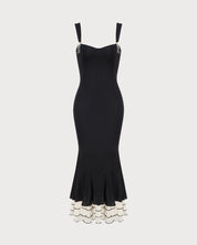 The Black Sweetheart Neck Bodycon Slip Maxi Dress