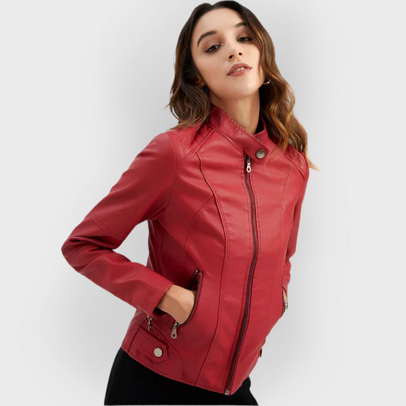 Pia | Giacca in pelle liscia minimalista