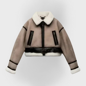 Pia | Chaqueta de cuero versátil de color caqui
