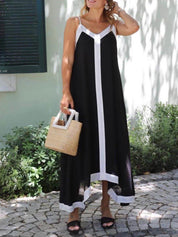 Suspender Colorblock Midi Dress