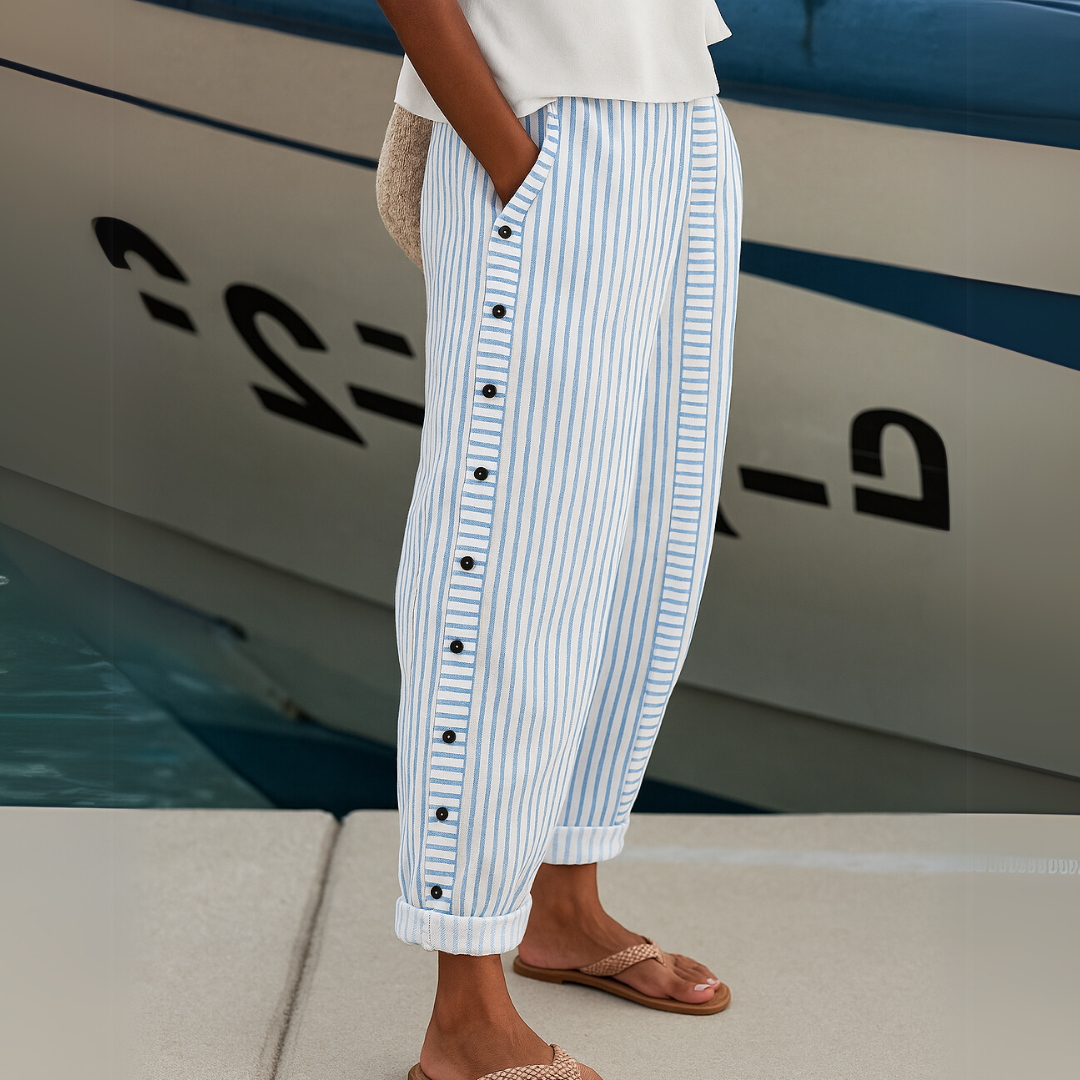 Camilla | Pantaloni a Strisce con Bottoni