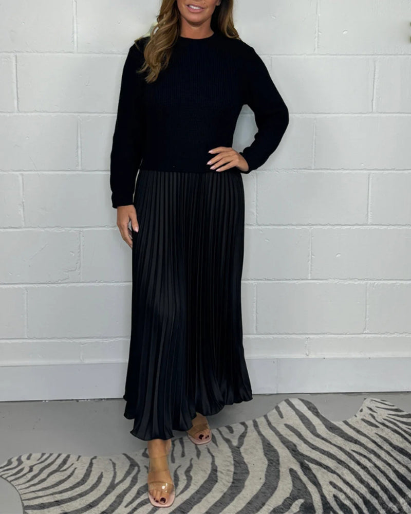 MARISA | ELEGANTE VESTIDO PLISADO CON UN ESTILO PATCHWORK INFORMAL