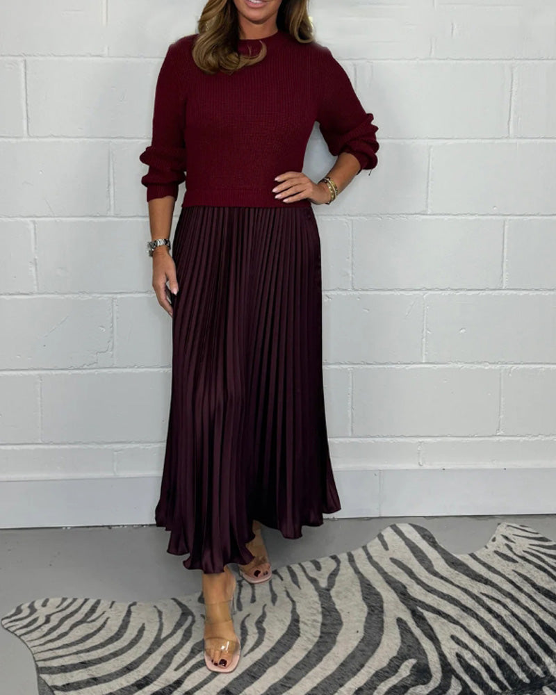 MARISA | ELEGANTE VESTIDO PLISADO CON UN ESTILO PATCHWORK INFORMAL