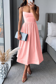 Vina | Abito midi chic con spalline sottili