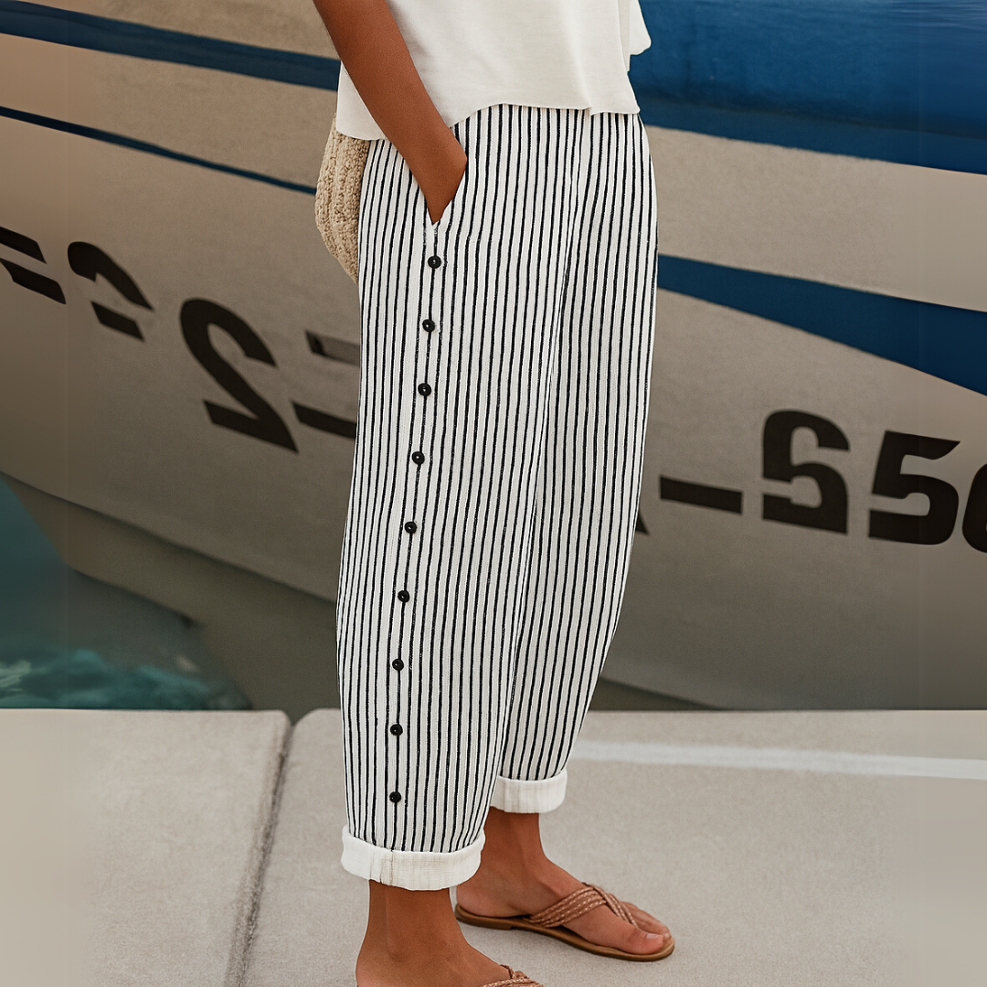 Camilla | Pantaloni a Strisce con Bottoni