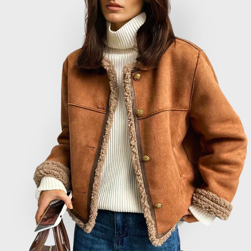 Pia | Chaqueta marrón cálida de piel