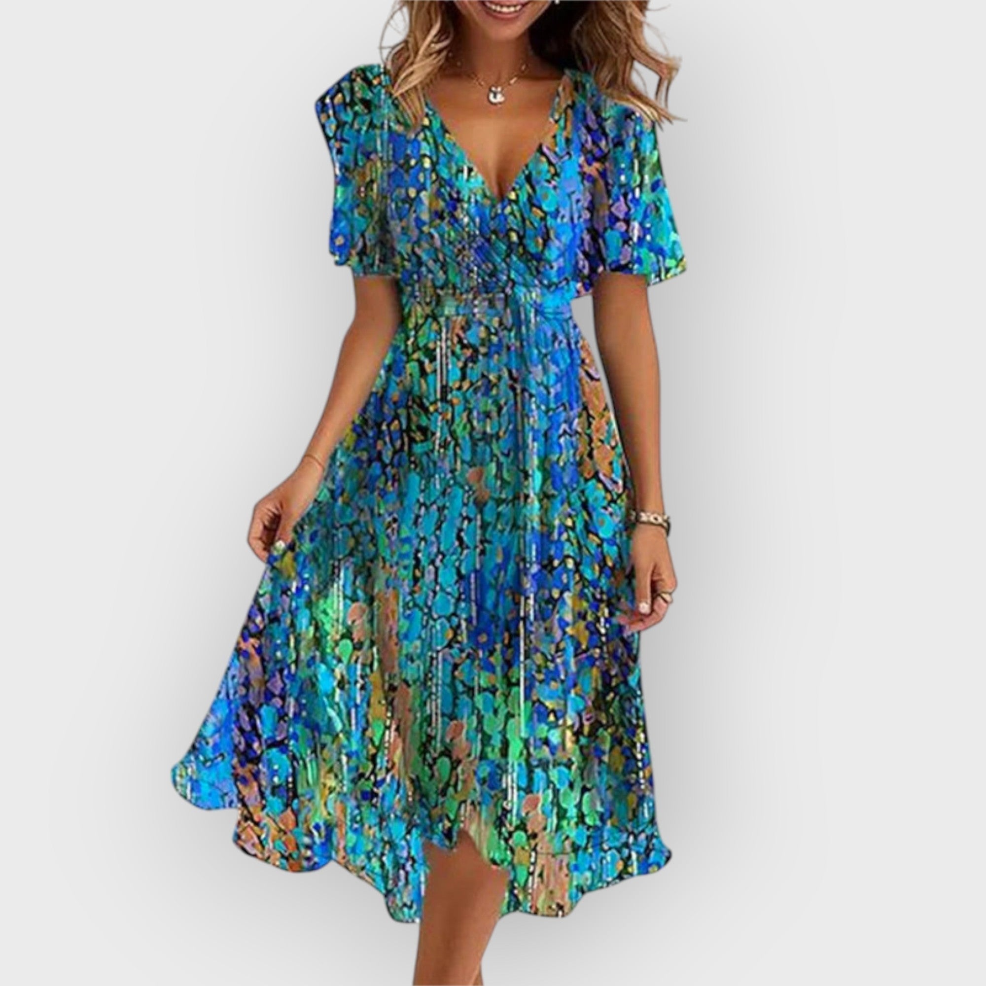Daisy | Abito Midi a Fiori con Scollo a V