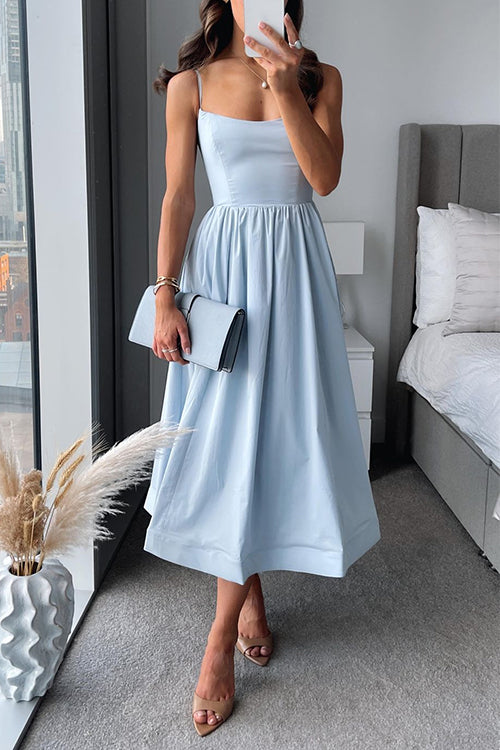 Vina | Abito midi chic con spalline sottili