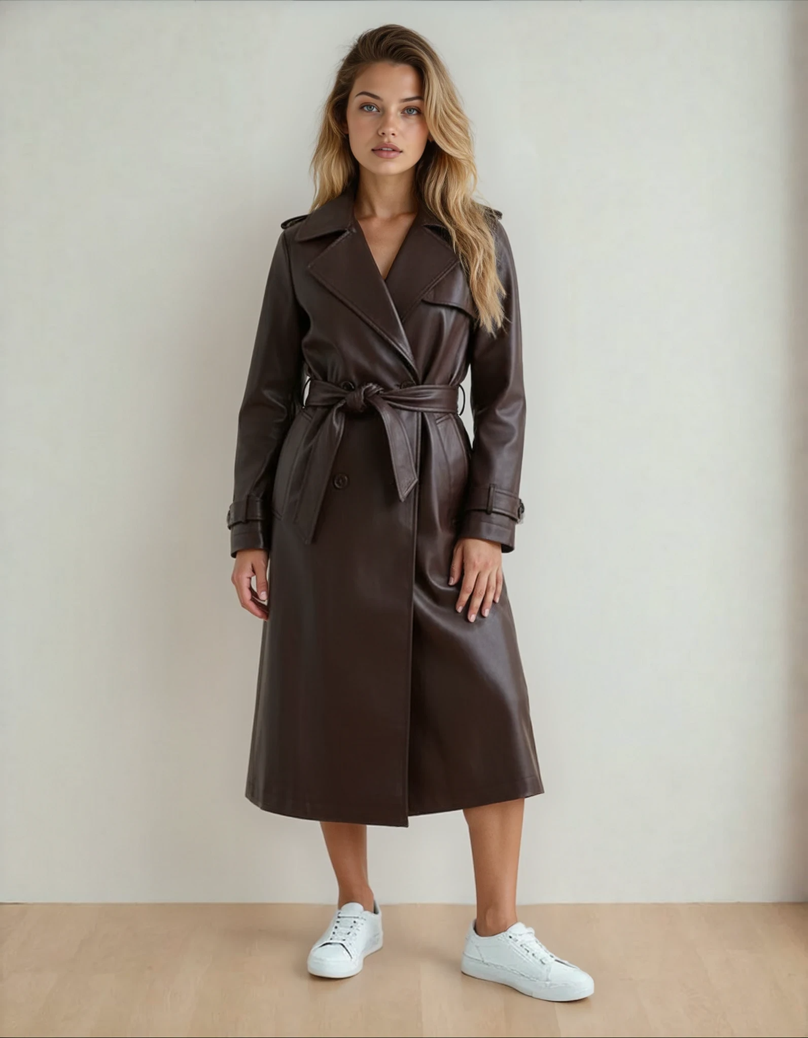 Paula X Clara | Trench largo efecto piel