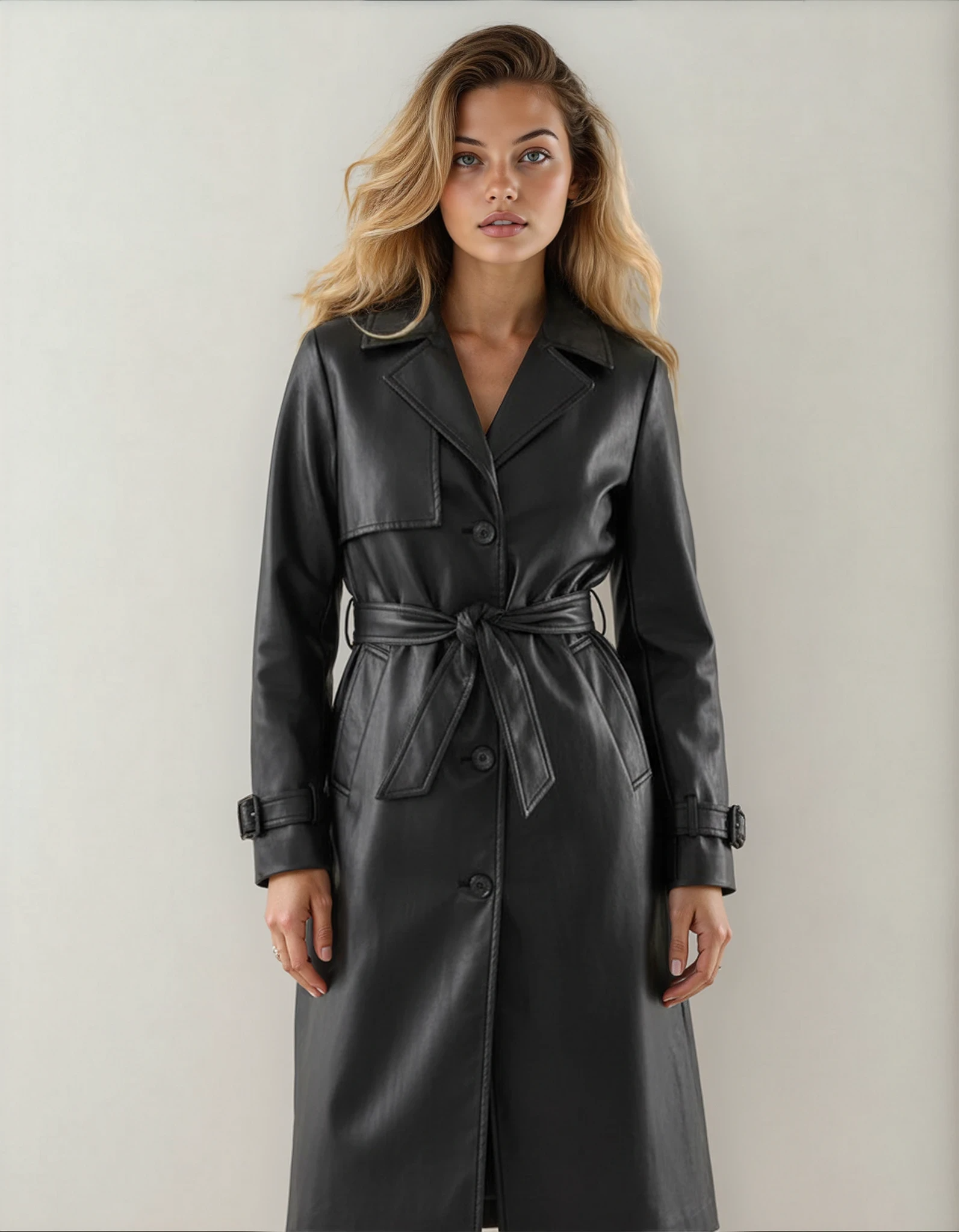 Paula X Clara | Trench largo efecto piel