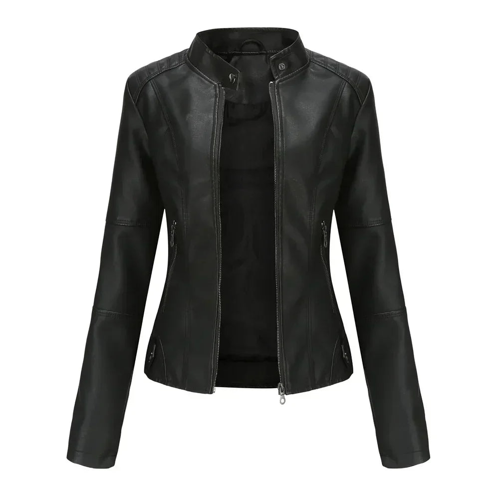 Pia | Giacca in pelle liscia minimalista