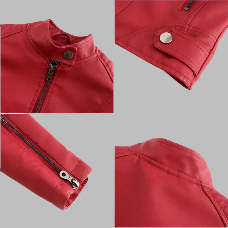 Pia | Giacca in pelle liscia minimalista