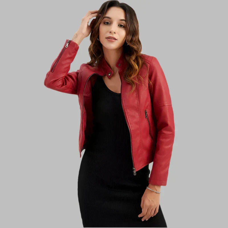 Pia | Giacca in pelle liscia minimalista