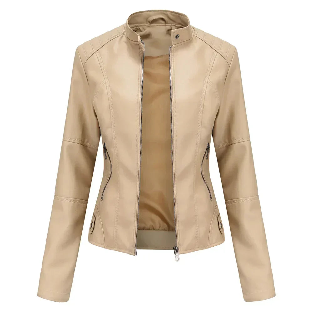 Pia | Giacca in pelle liscia minimalista