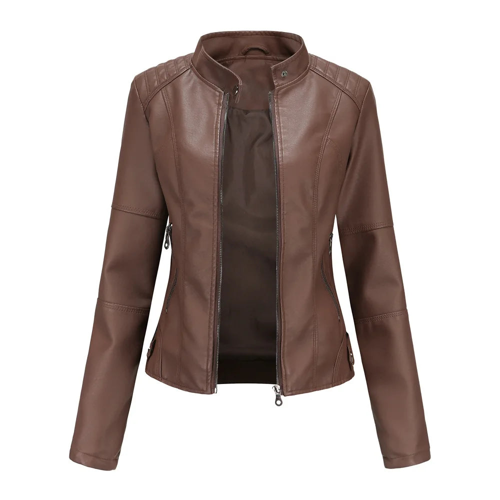 Pia | Giacca in pelle liscia minimalista