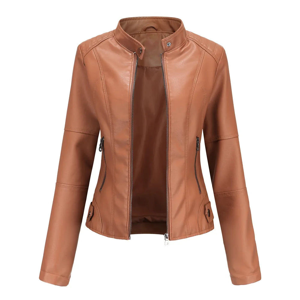 Pia | Giacca in pelle liscia minimalista