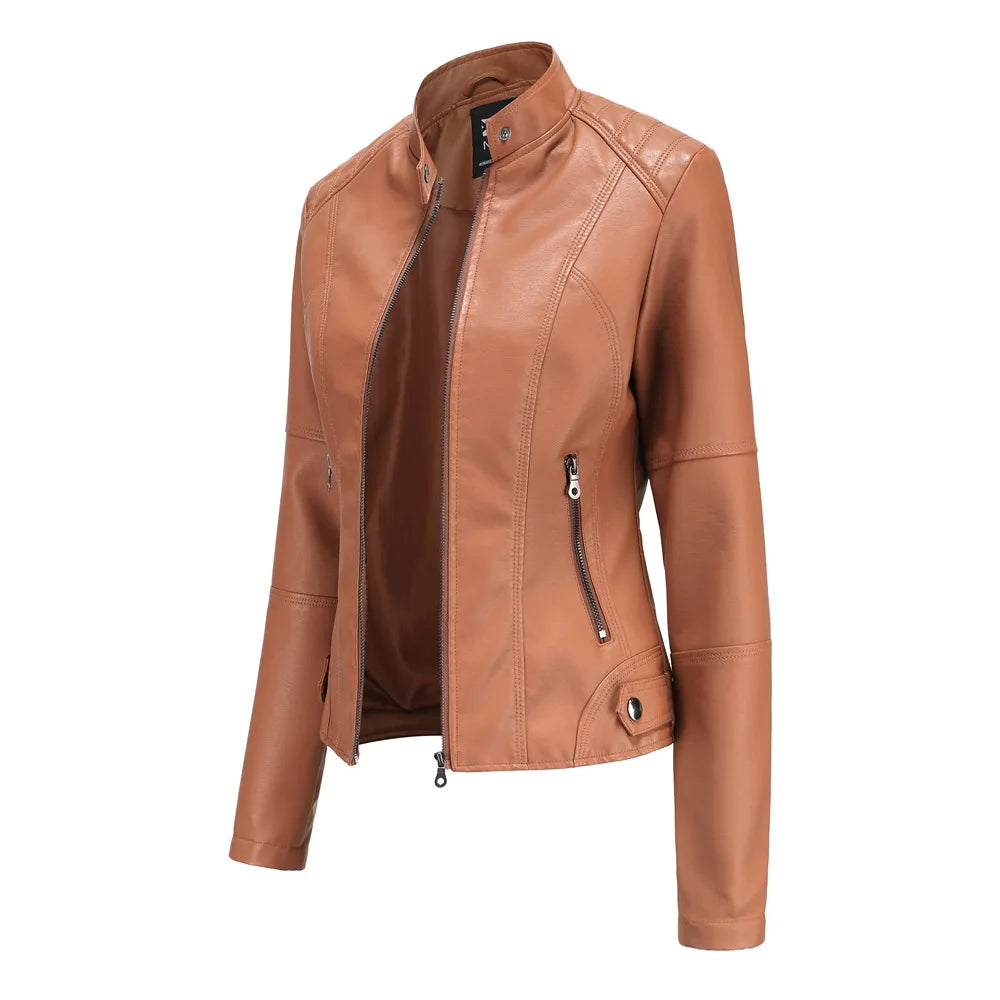 Pia | Giacca in pelle liscia minimalista