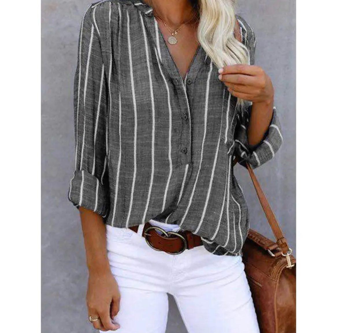 Elysa™-Blusa informal de rayas