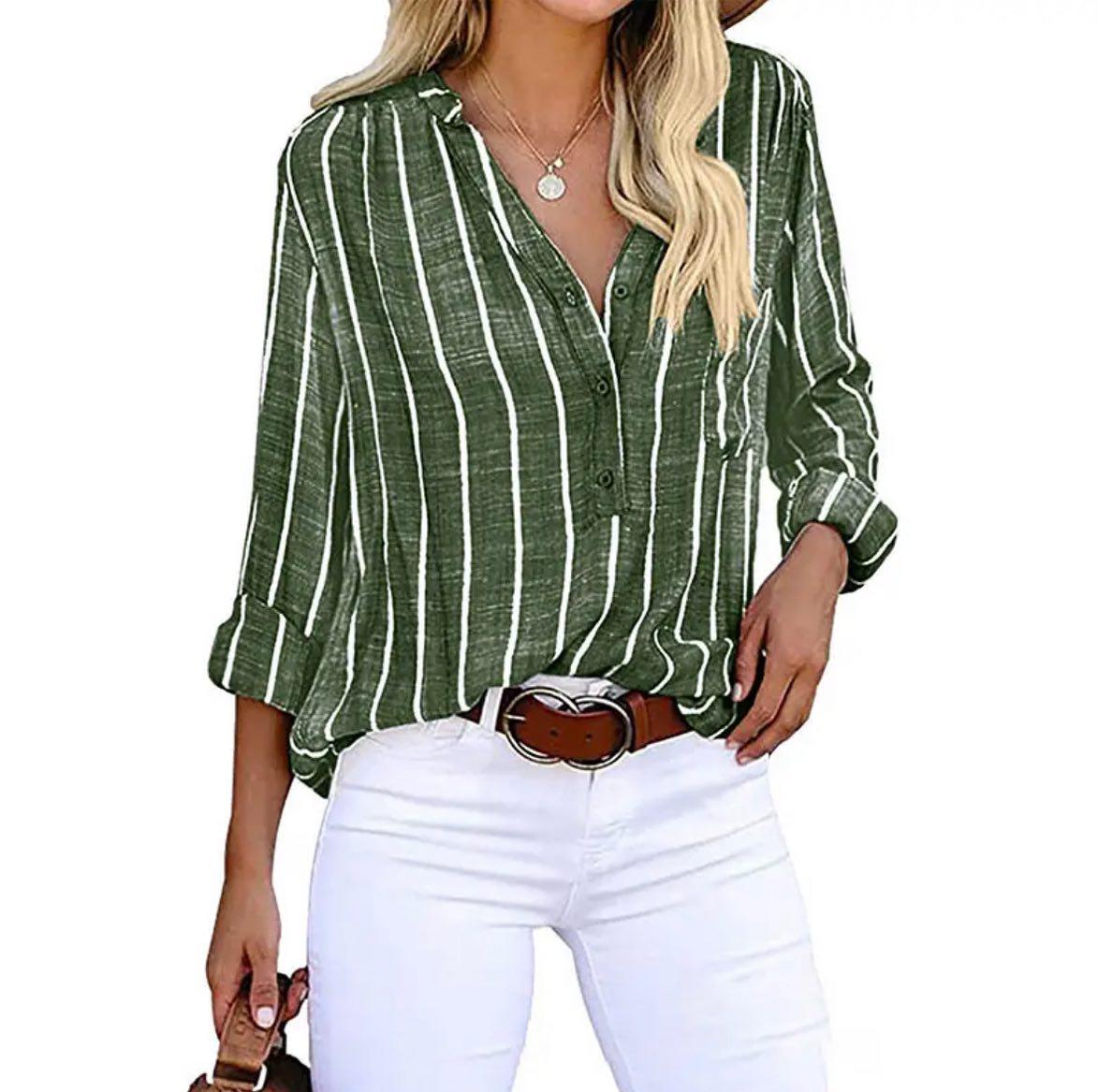 Elysa™-Blusa informal de rayas