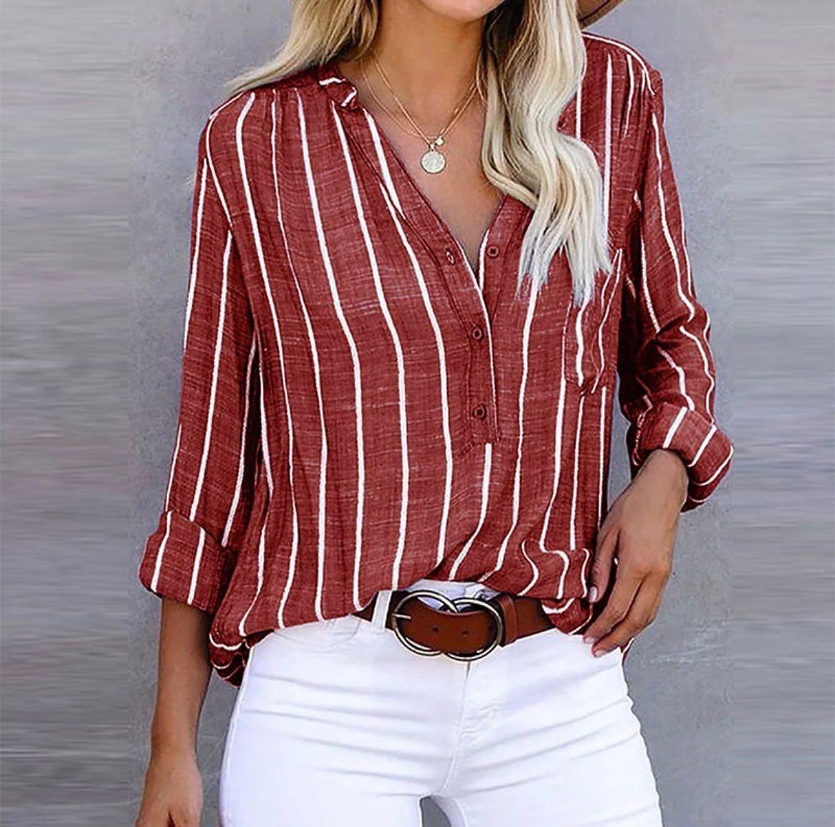 Elysa™-Blusa informal de rayas