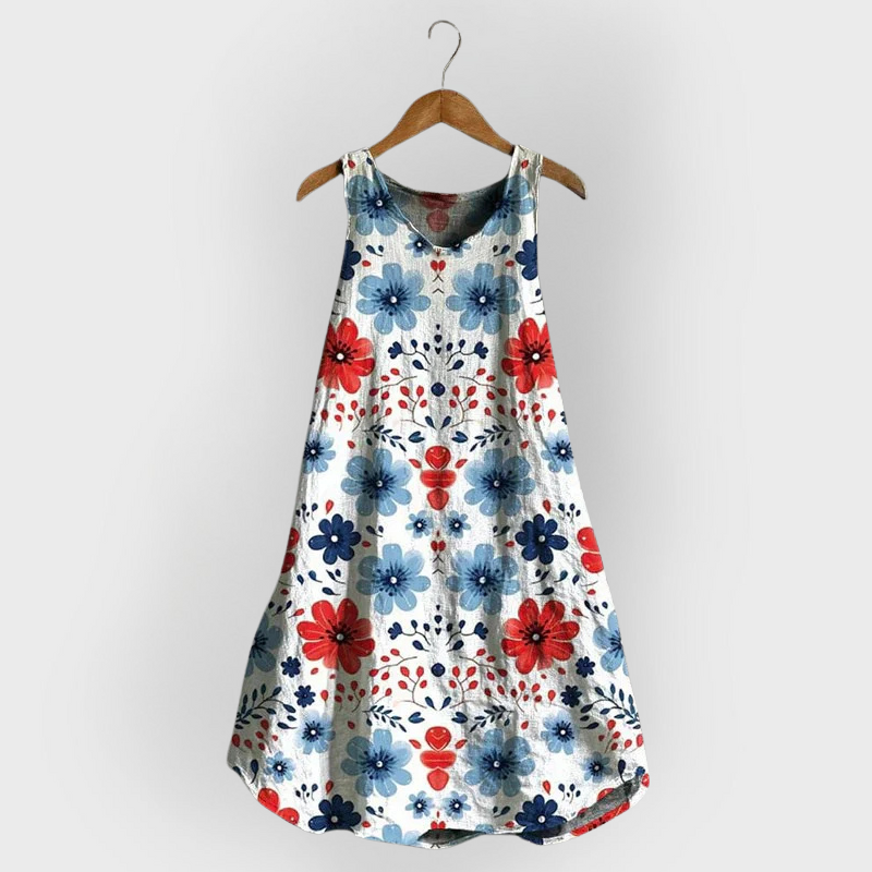 Camilla | Abito artigianale leggero in cotone con fiori