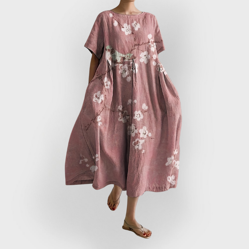 Tala | Abito leggero artigianale rosa con fiori