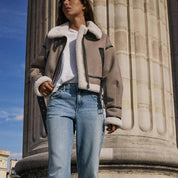 Pia | Chaqueta de cuero versátil de color caqui