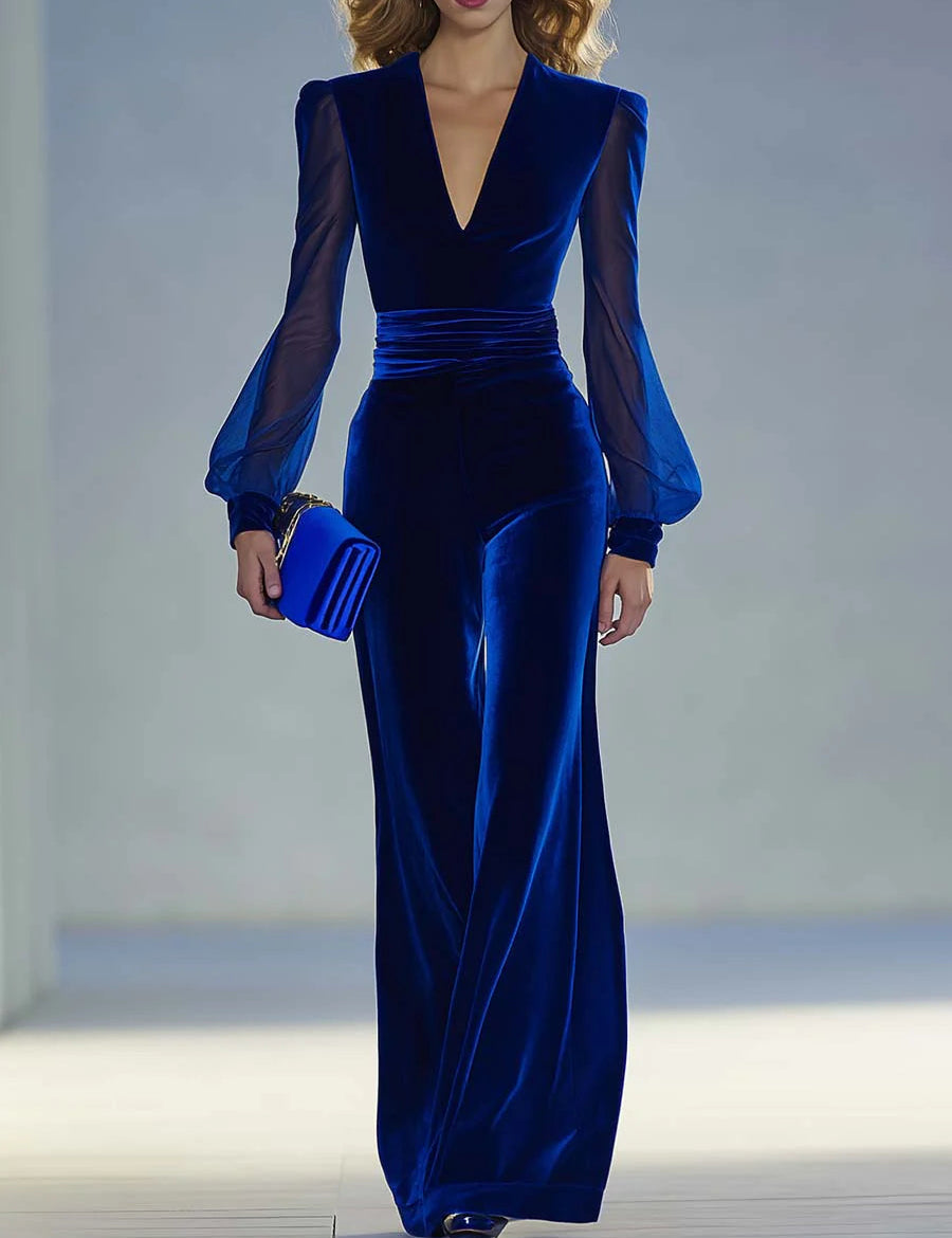 VintageElegantAndExquisiteV-neckMeshLong-sleevedRoyalBlueVelvetJumpsuit.jpg