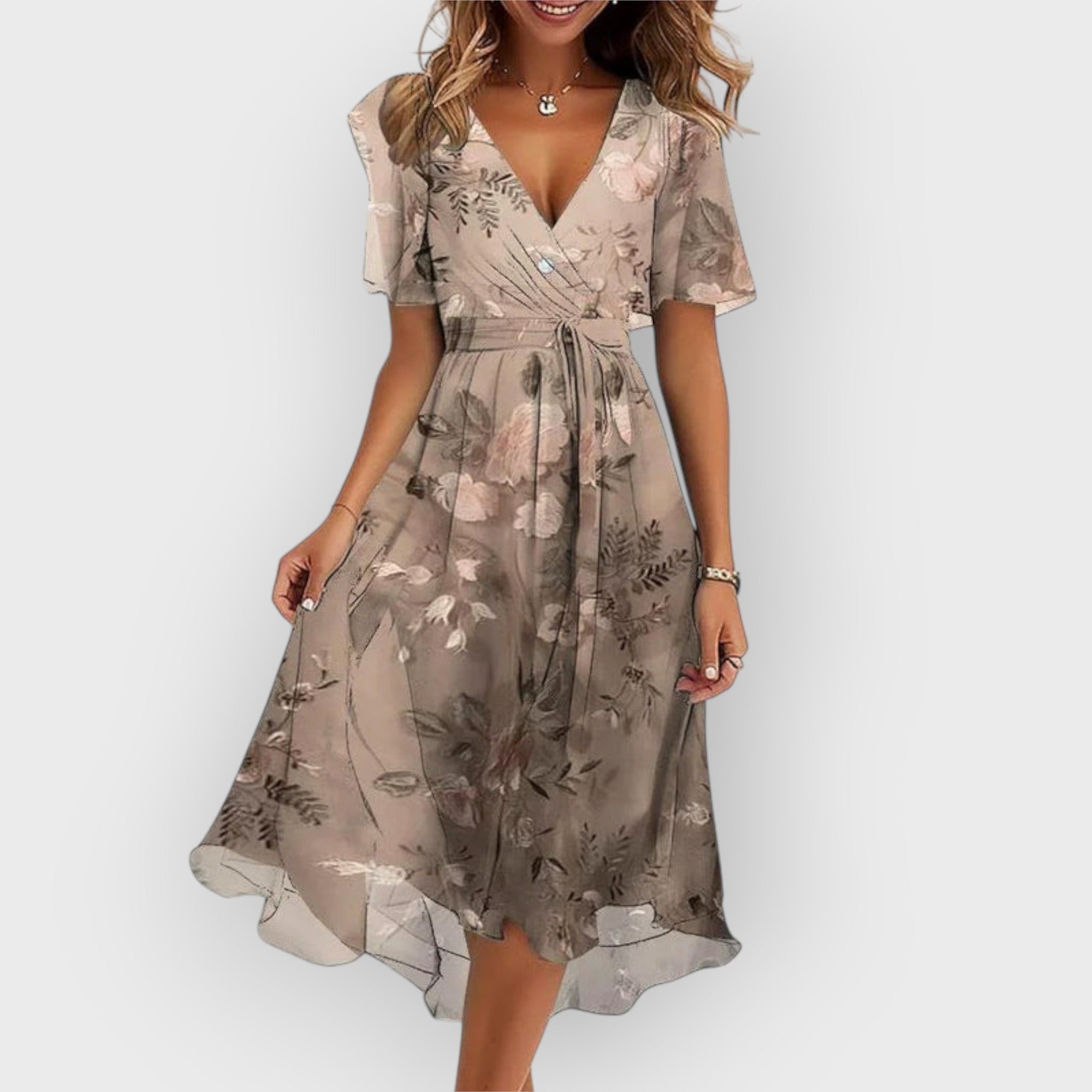 Daisy | Abito Midi a Fiori con Scollo a V
