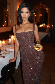 Calanthe Maxi Dress - Plum Brown Sparkle