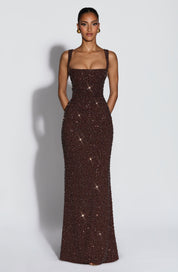 Calanthe Maxi Dress - Plum Brown Sparkle