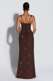 Calanthe Maxi Dress - Plum Brown Sparkle