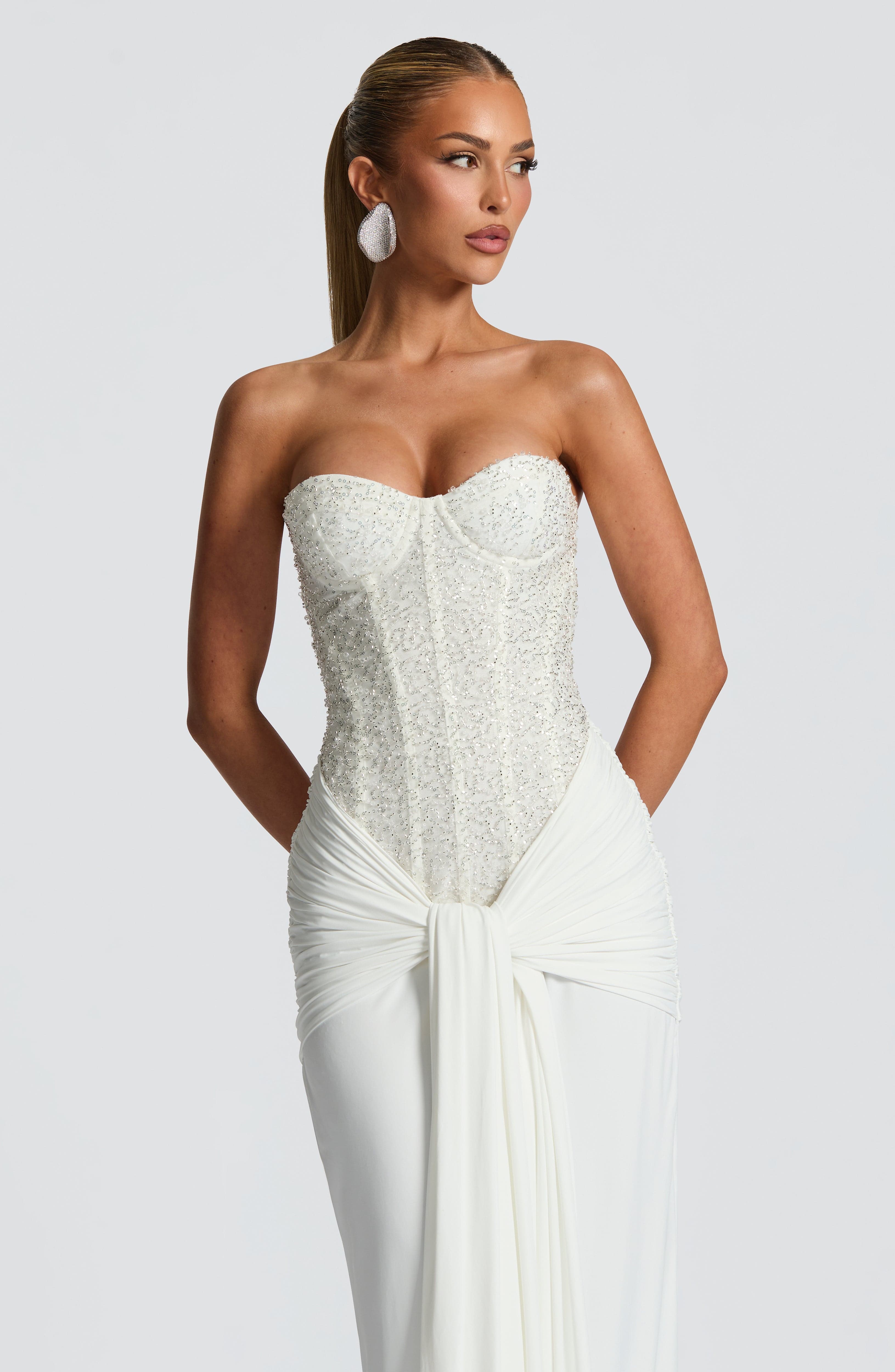 Vestido largo Carina - Marfil