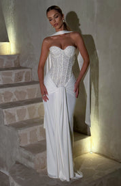 Vestido largo Carina - Marfil