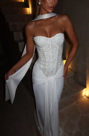 Vestido largo Carina - Marfil
