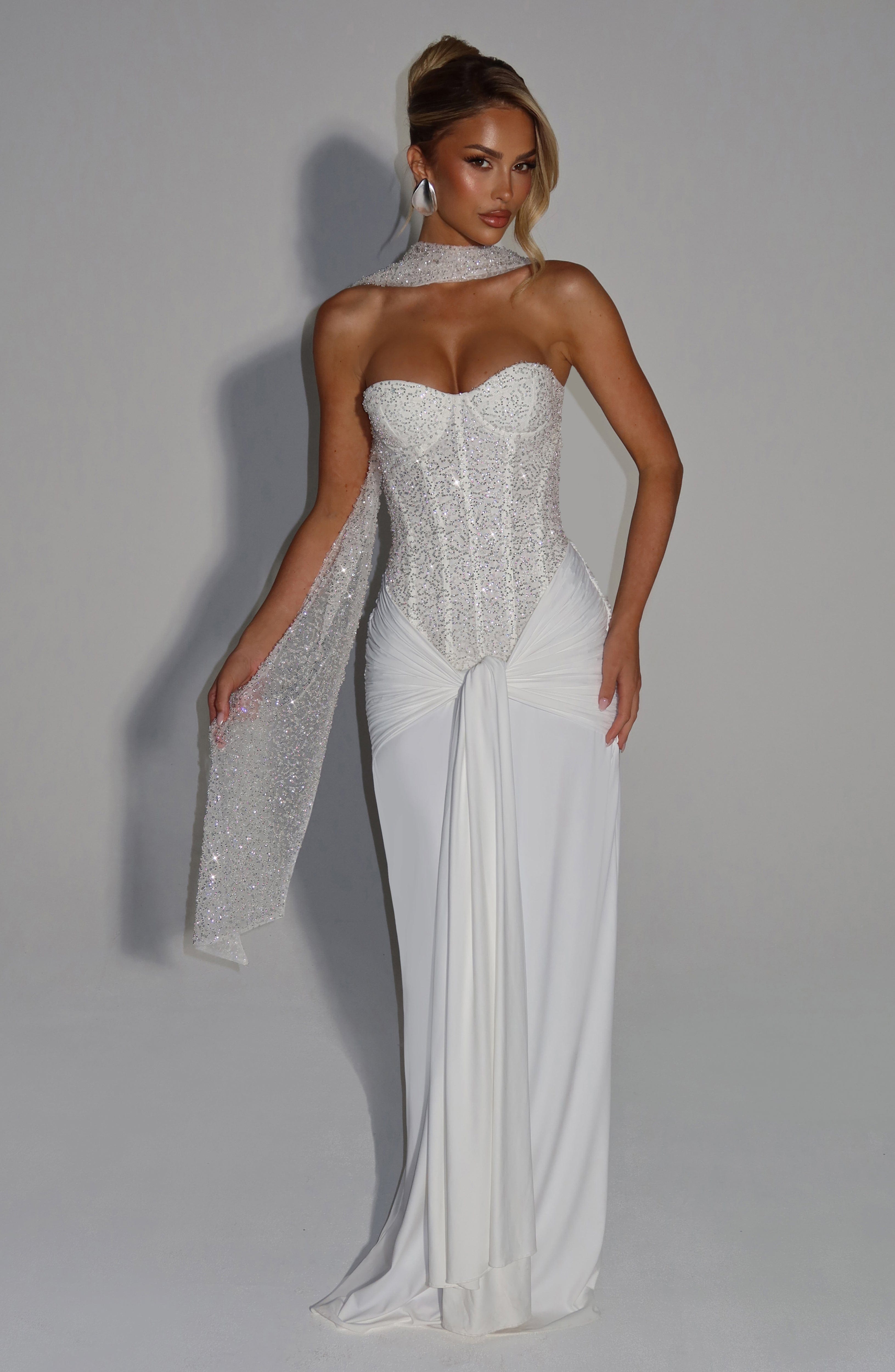 Vestido largo Carina - Marfil