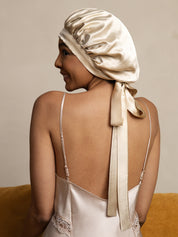 Damen Mulberry Silke Haube mit langen Bändern