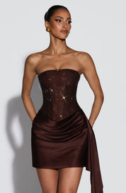 Ebony Mini Dress - Plum Brown