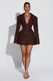 Elvira Mini Dress - Plum Brown Sparkle