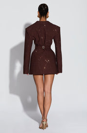 Elvira Mini Dress - Plum Brown Sparkle