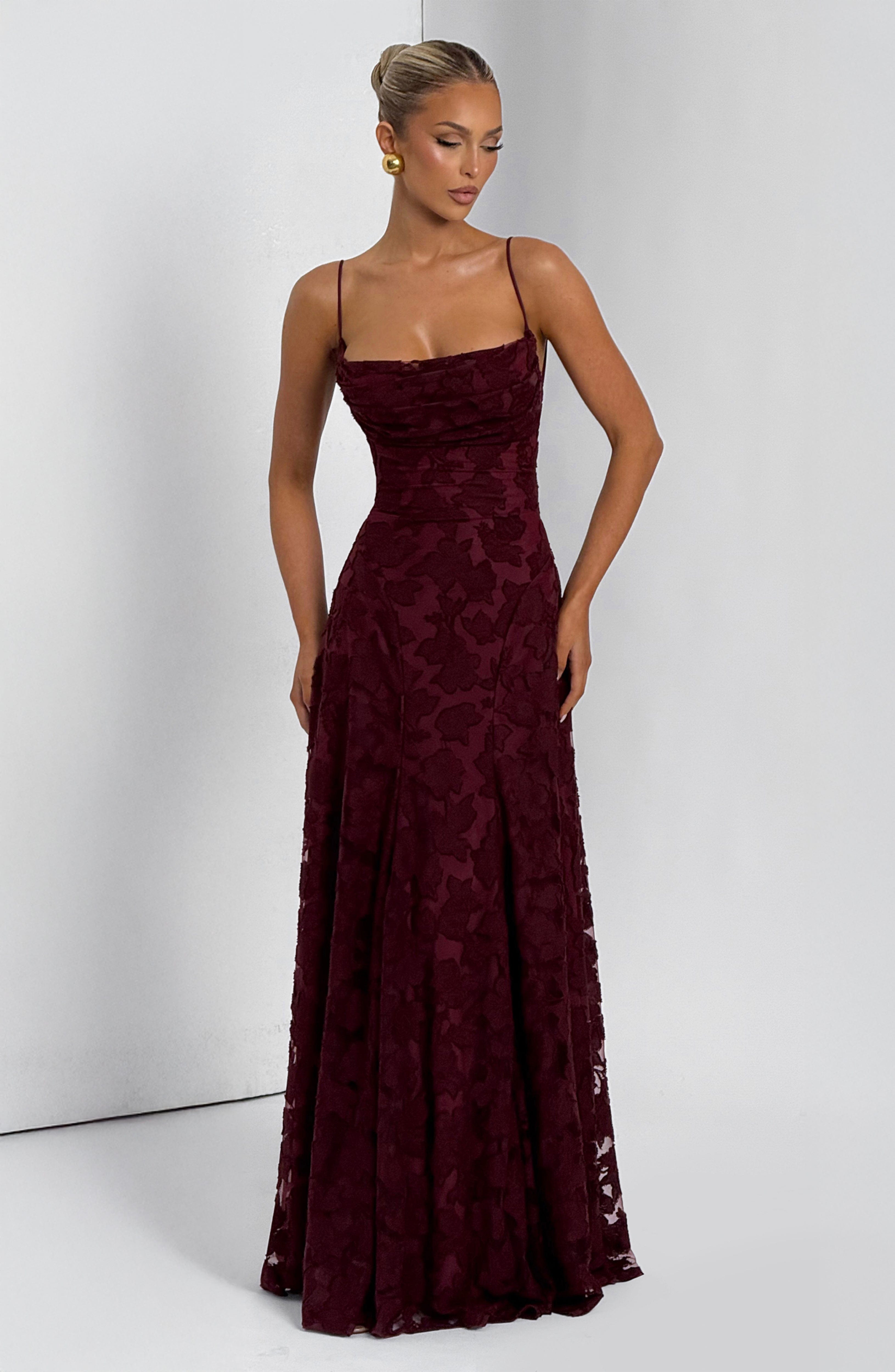 Vestido largo Francis - Lacado cereza
