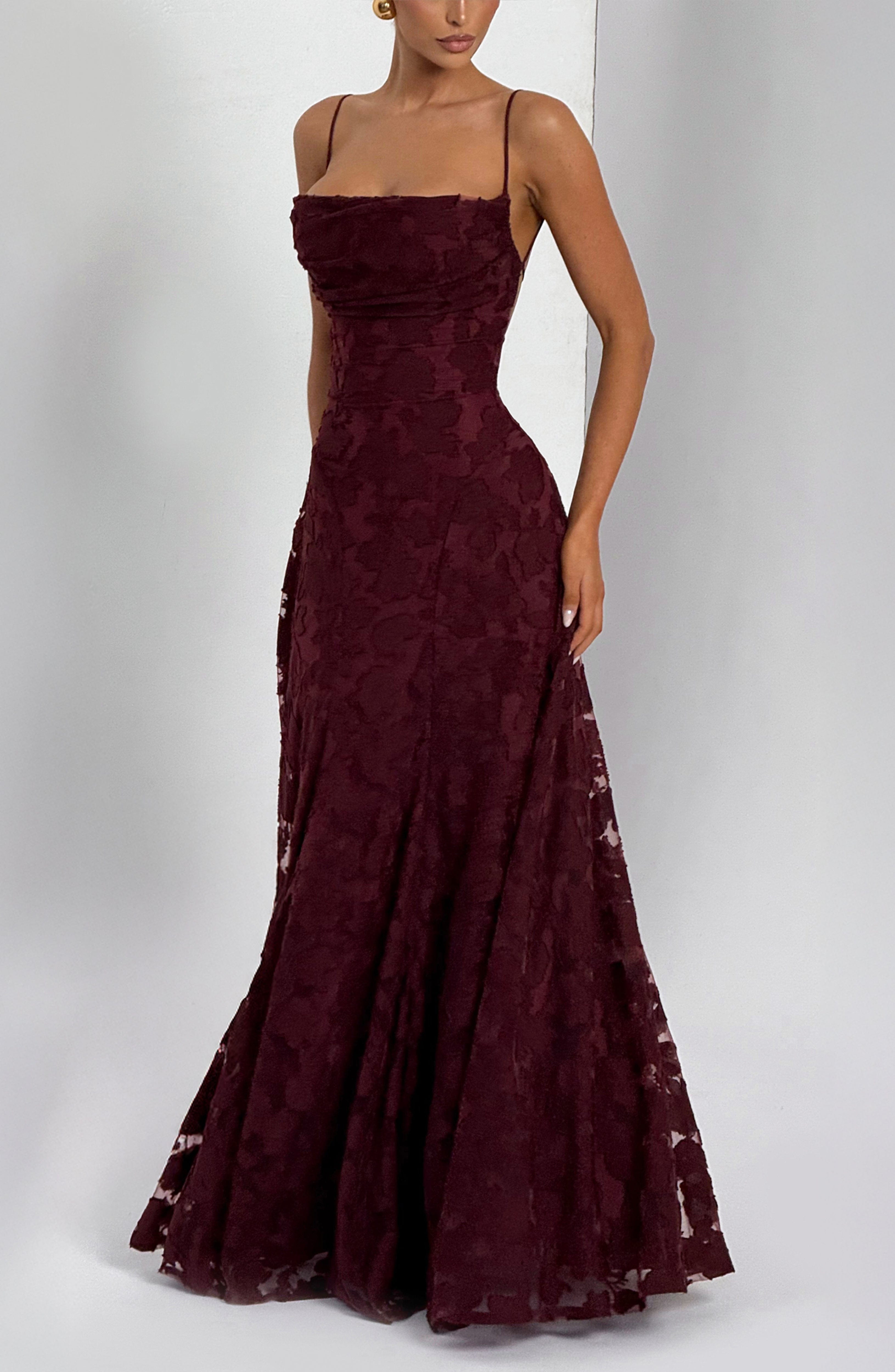 Vestido largo Francis - Lacado cereza