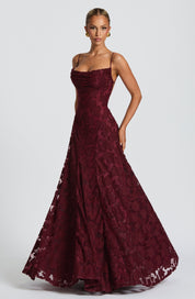 Vestido largo Francis - Lacado cereza