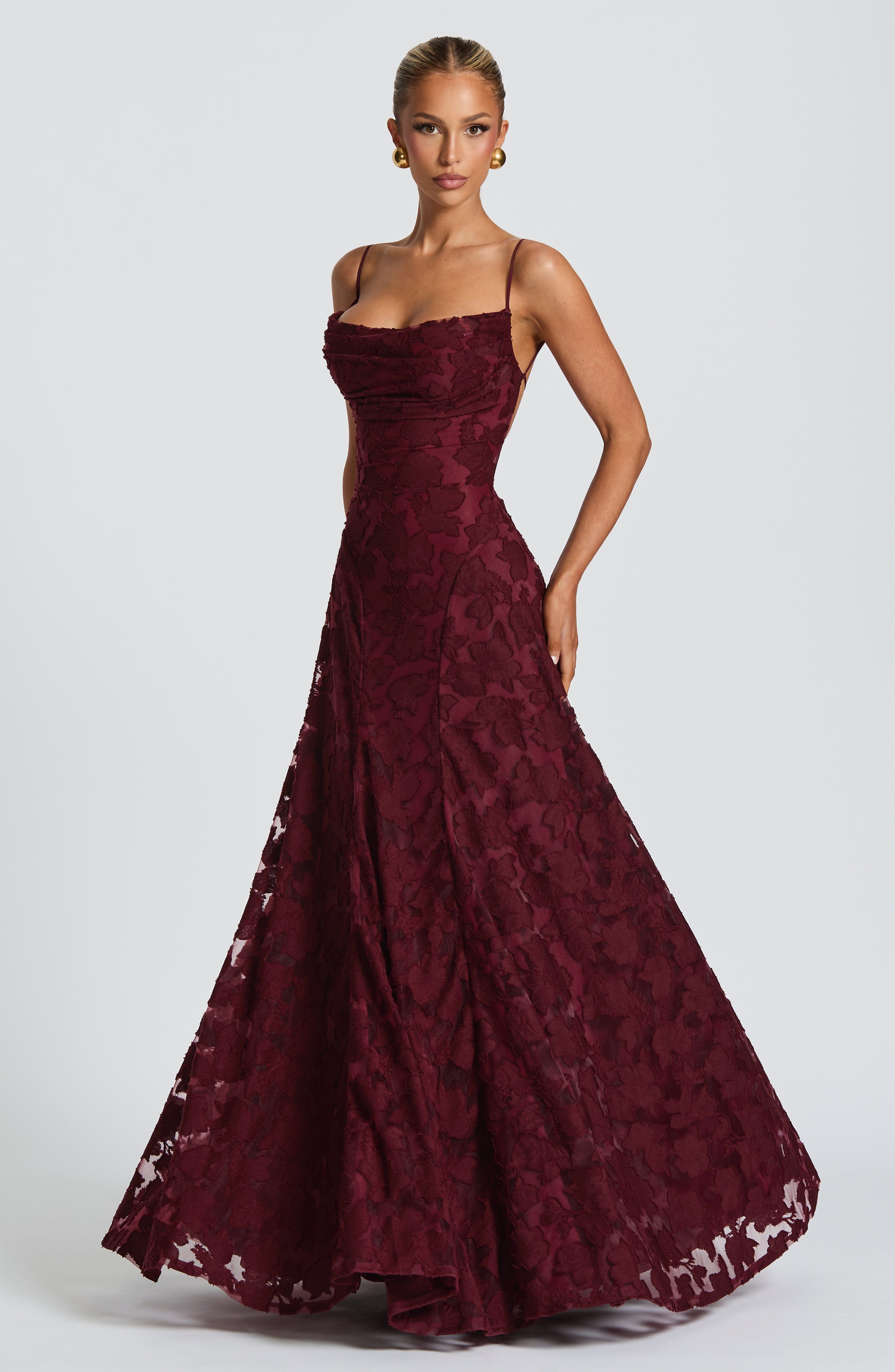 Vestido largo Francis - Lacado cereza