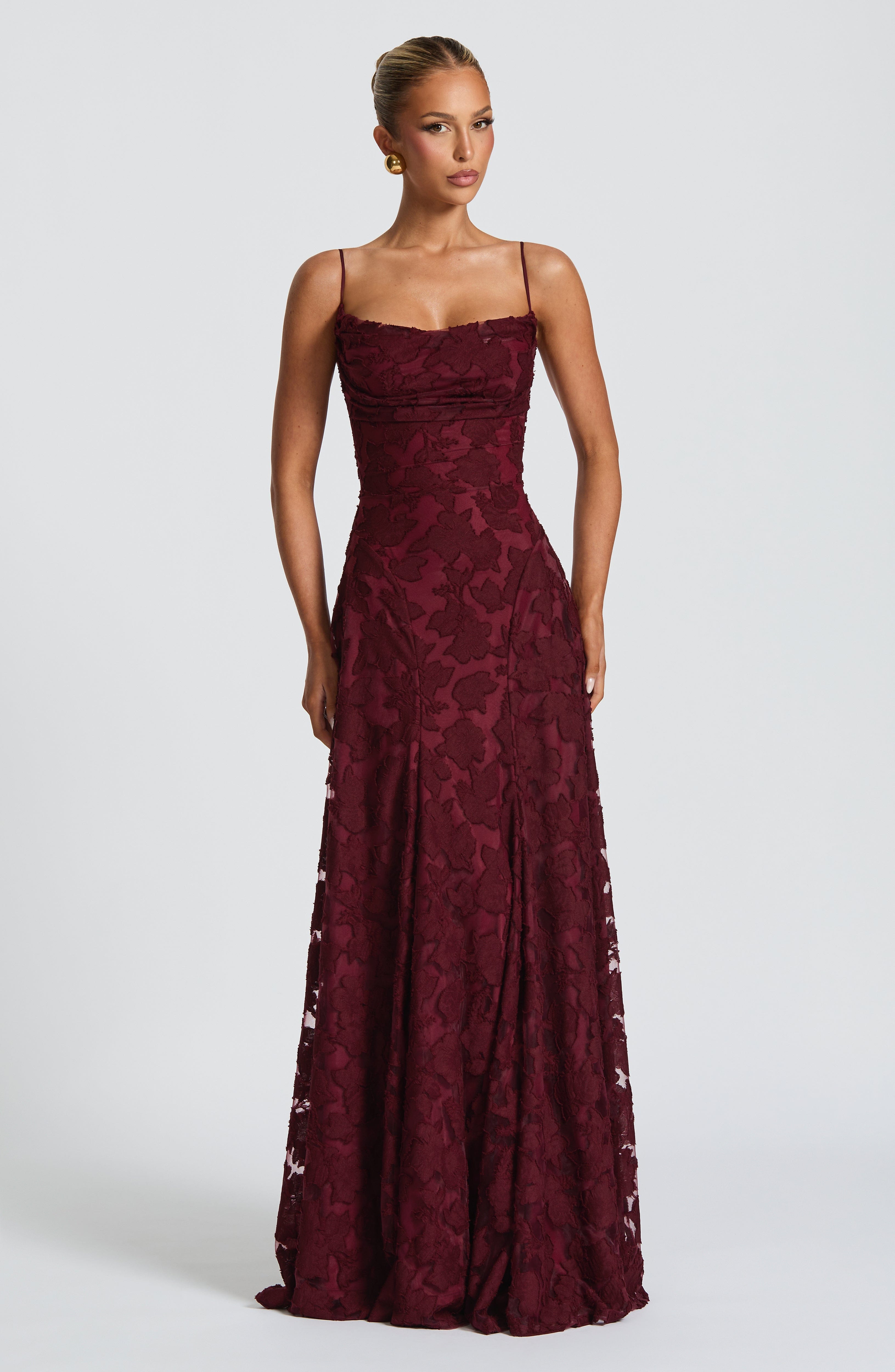 Vestido largo Francis - Lacado cereza