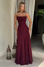 Vestido largo Francis - Lacado cereza