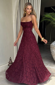 Vestido largo Francis - Lacado cereza