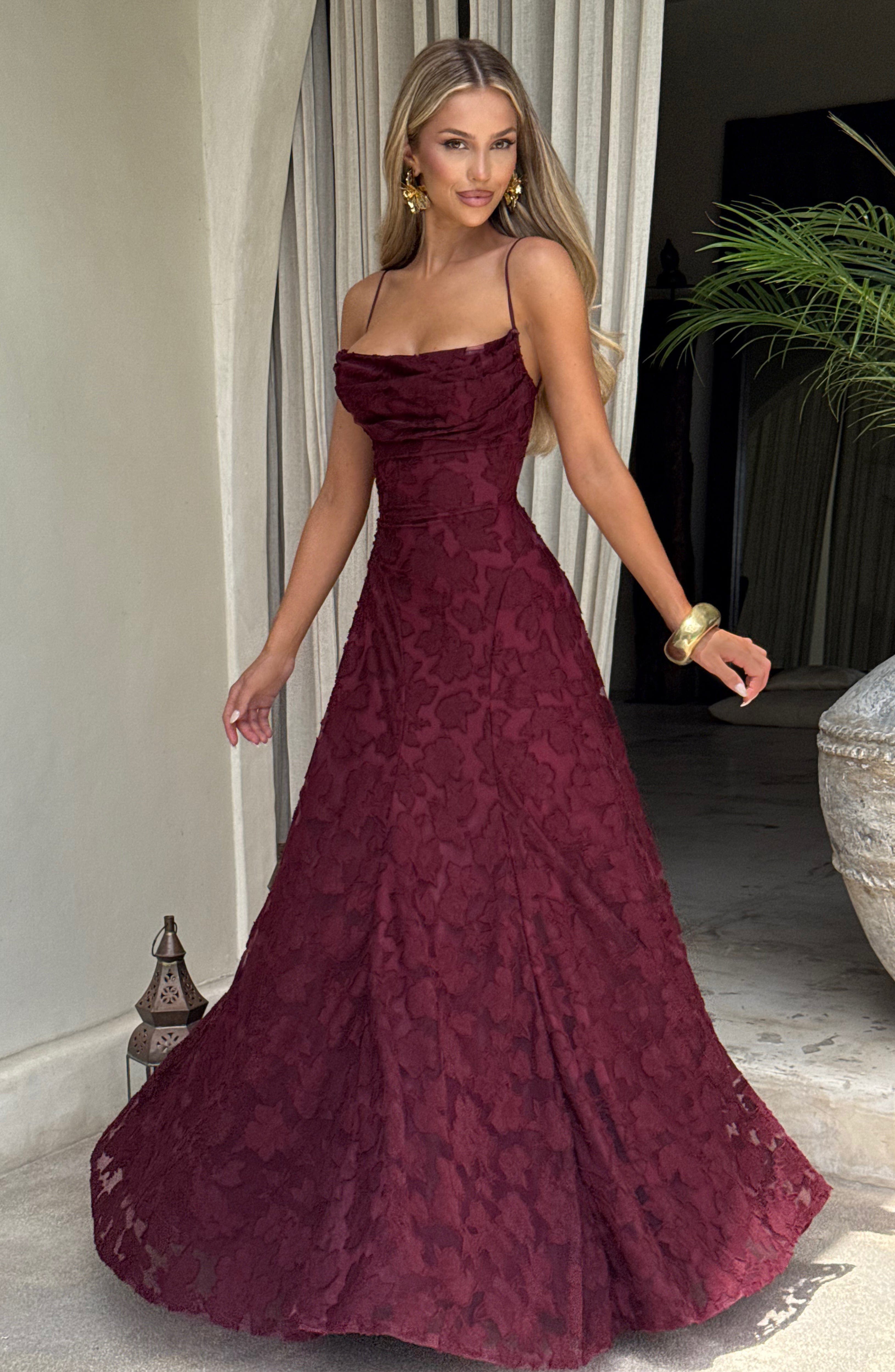 Vestido largo Francis - Lacado cereza