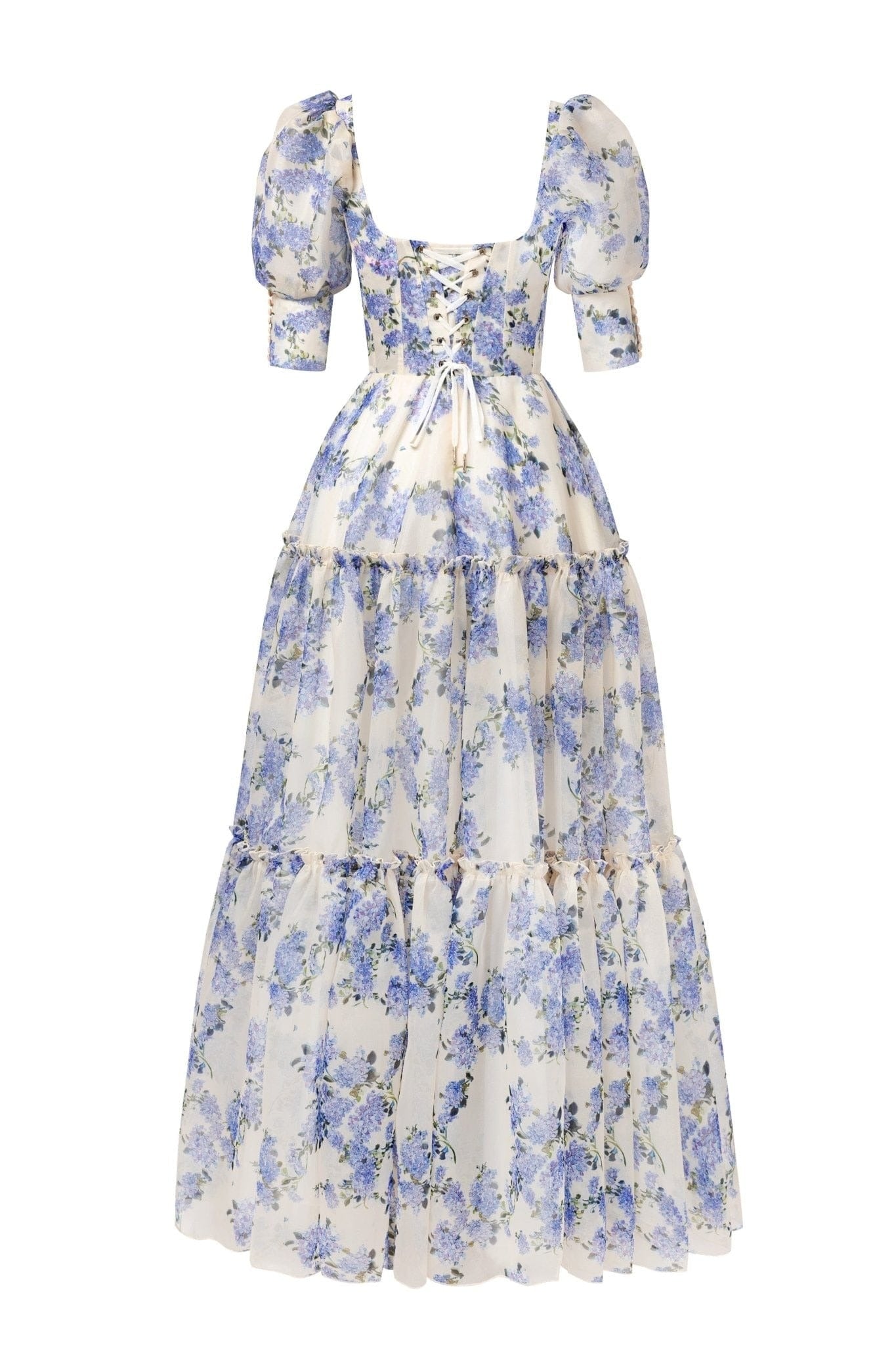 Vestido femenino con mangas transparentes y voluminosas de Hydrangea