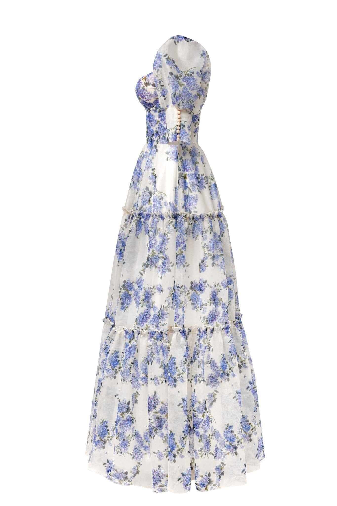 Vestido femenino con mangas transparentes y voluminosas de Hydrangea